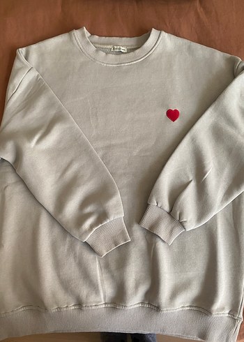Gri Kadın Pamuklu Bisiklet Yaka Sweatshirt