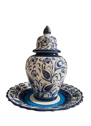 30 cm Şah küp 30 cm tabak el yapımı çini