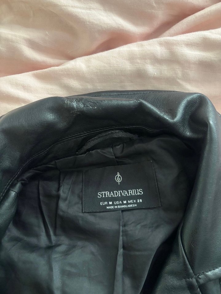 Kadın Siyah Deri Biker Ceket - Görsel 3