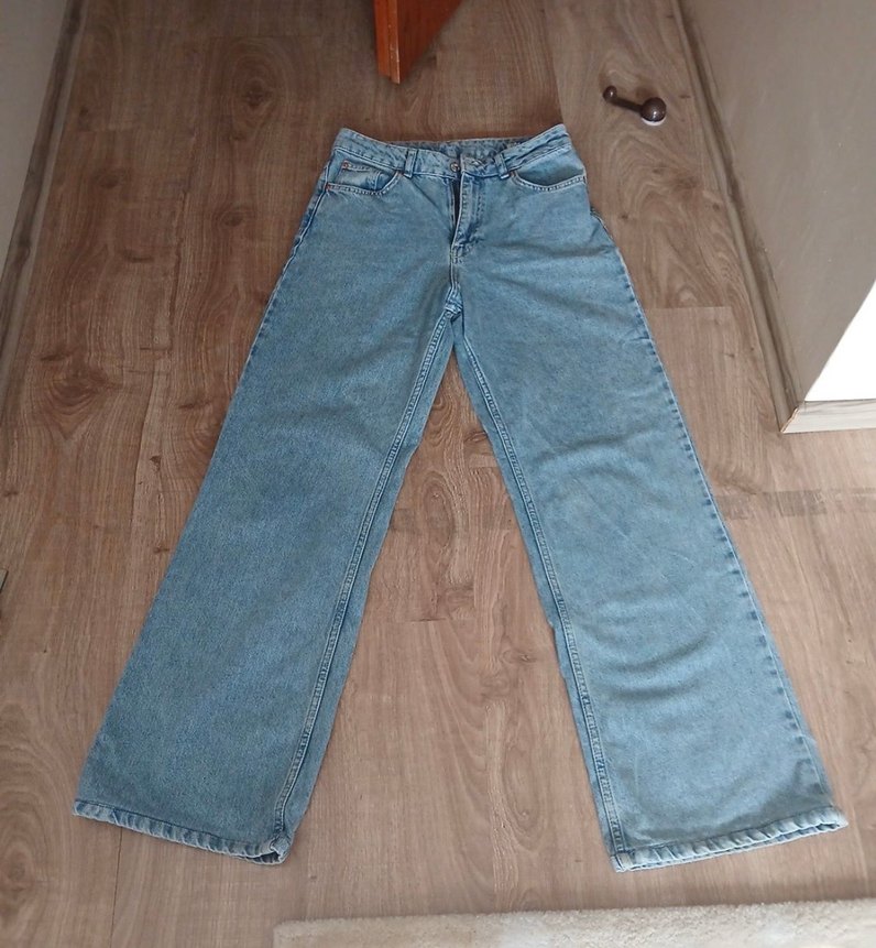 Gri Kadın Geniş Kesim Düğmeli Jean - Görsel 3