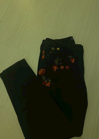 Zara Basic Siyah Baskılı Kot Pantolon - Görsel 3