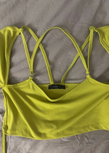 Sarı Strappy Crop Top - Görsel 2