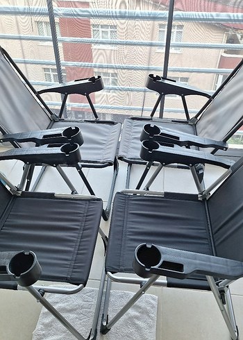 Gri ve siyah kamp bahçe balkon ve havuz sandalyesi Seti