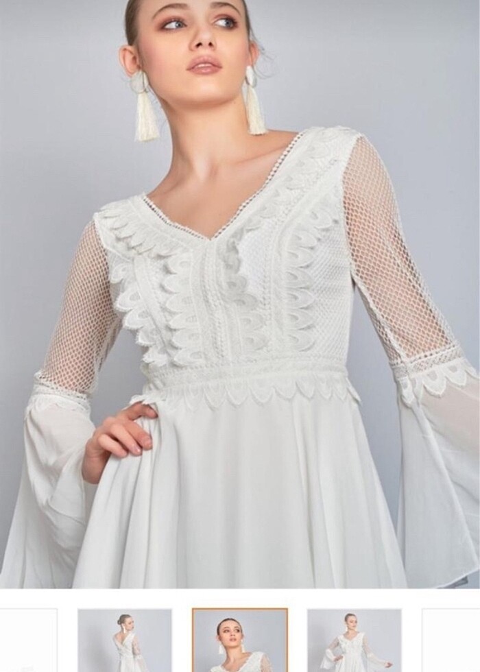 Livanomi eteği kloş dantelli abiye elbise - Görsel 2