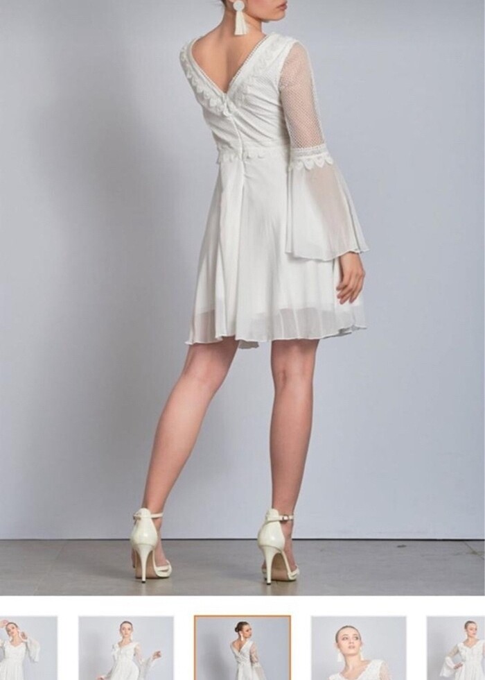 Livanomi eteği kloş dantelli abiye elbise - Görsel 4