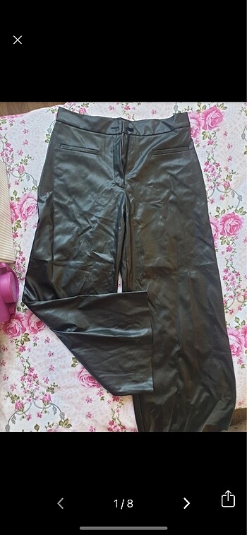 Deri palazzo pantolon - Görsel 7