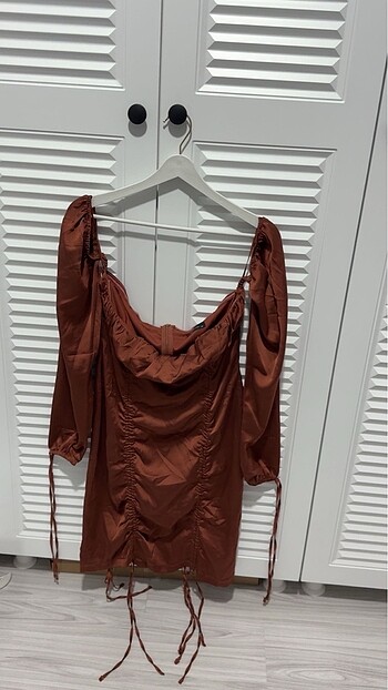 Bronz saten elbise