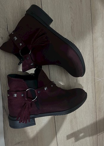 Ugg Kadın Bordo Süet Tokalı Topuklu Bot