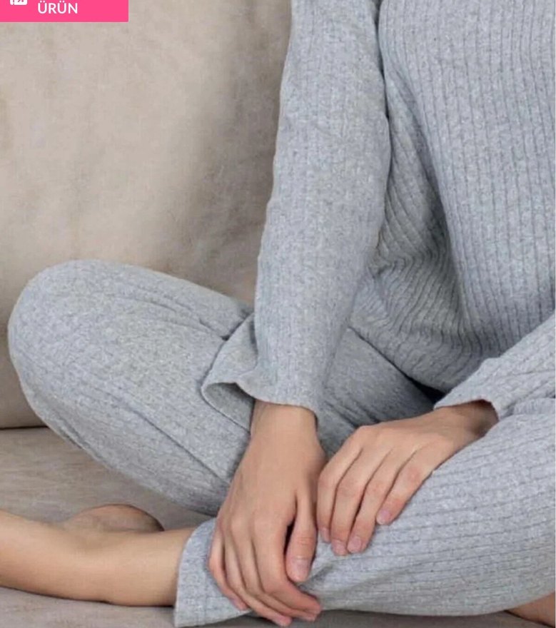 Gri Rahat Kadın Pijama Takımı - Görsel 3