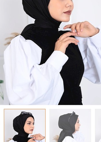 Siyah Parlak Saten Kadın Şal - Görsel 4