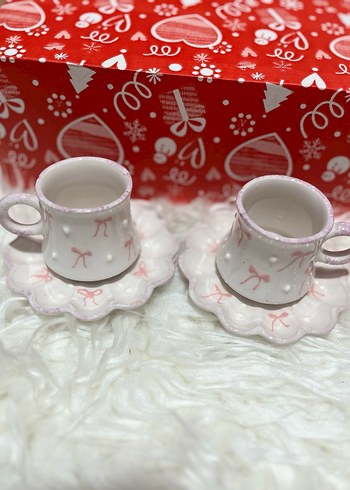 Pastel Beyaz Seramik İkili Fincan Seti - Görsel 6