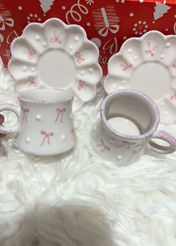 Pastel Beyaz Seramik İkili Fincan Seti - Görsel 5