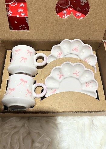 Pastel Beyaz Seramik İkili Fincan Seti - Görsel 7