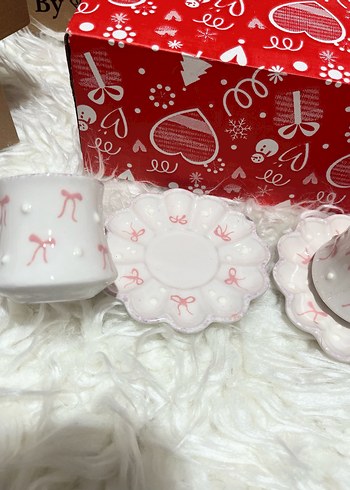 Pastel Beyaz Seramik İkili Fincan Seti - Görsel 4