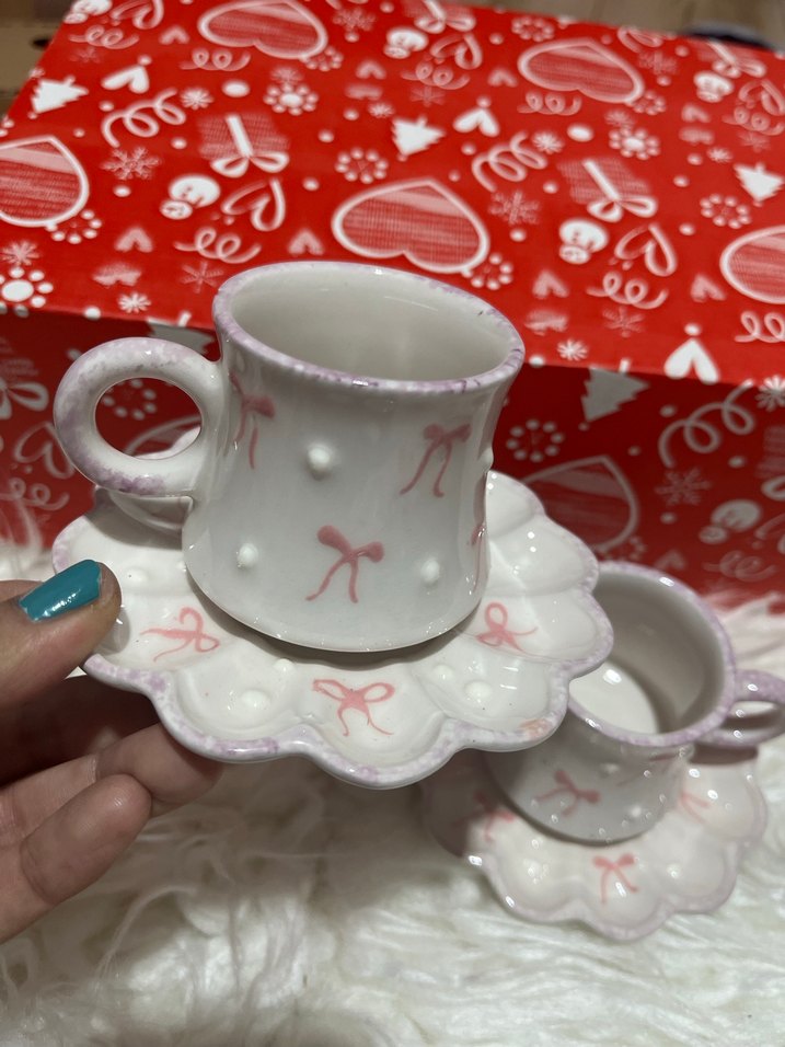 Pastel Beyaz Seramik İkili Fincan Seti - Görsel 2