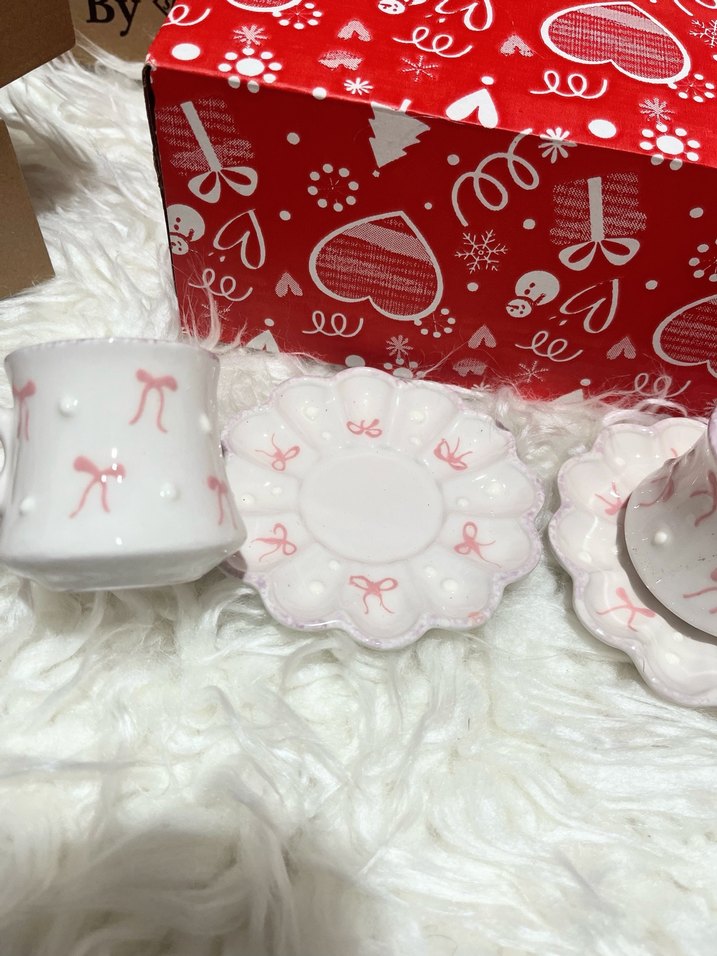 Pastel Beyaz Seramik İkili Fincan Seti - Görsel 4