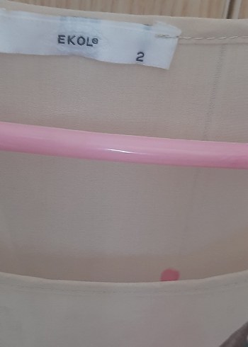 Ekol Pembe Desenli Straplez Mini Bluz