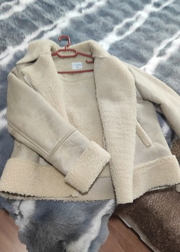 Bej Süet Kadın Kısa Kürklü Ceket - Görsel 3