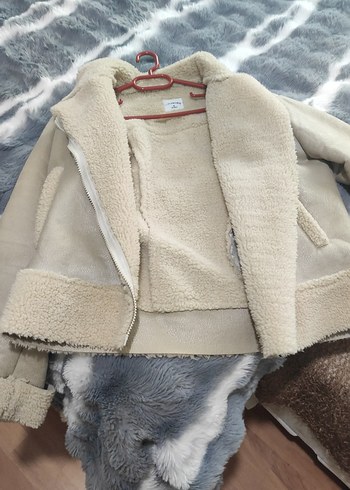 Bej Süet Kadın Kısa Kürklü Ceket - Görsel 2