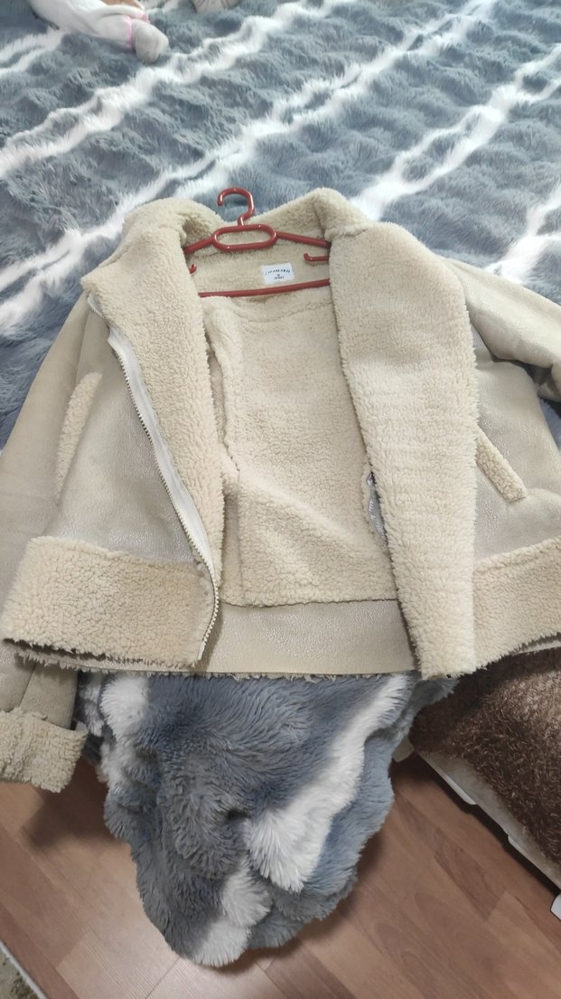 Bej Süet Kadın Kısa Kürklü Ceket - Görsel 2