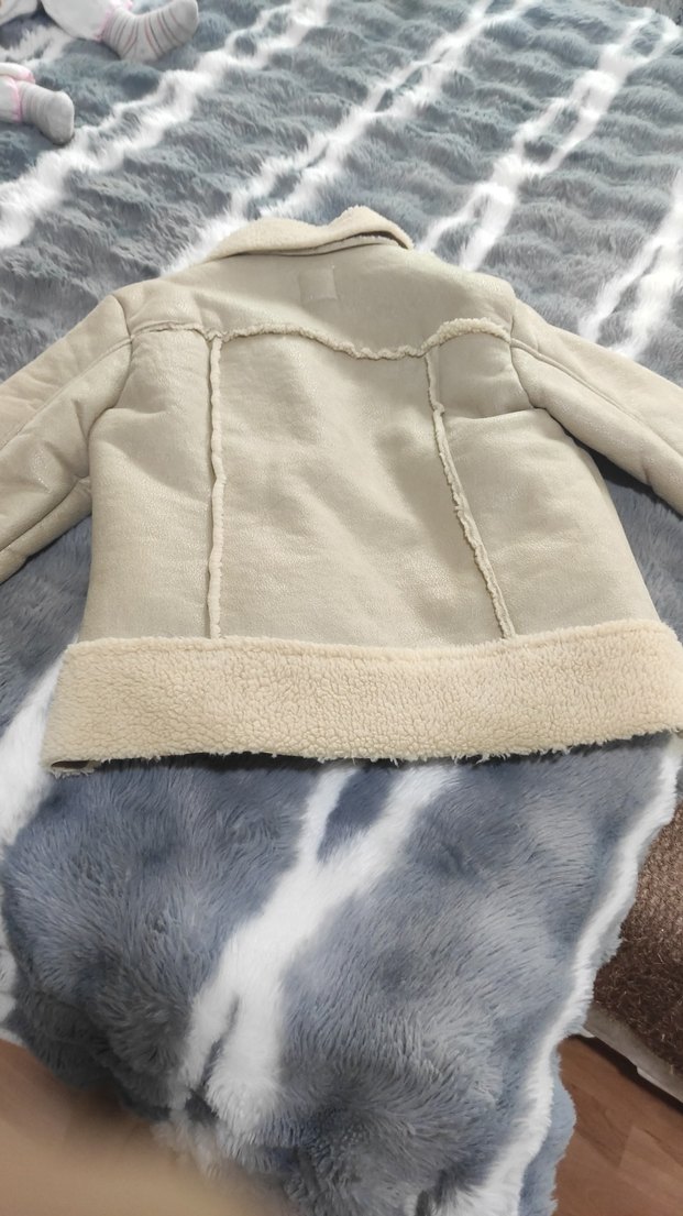 Bej Süet Kadın Kısa Kürklü Ceket - Görsel 4