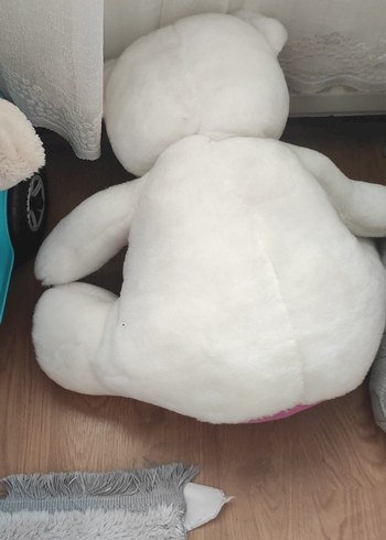 Pembe ve beyaz peluş oyuncak ayı - Görsel 2