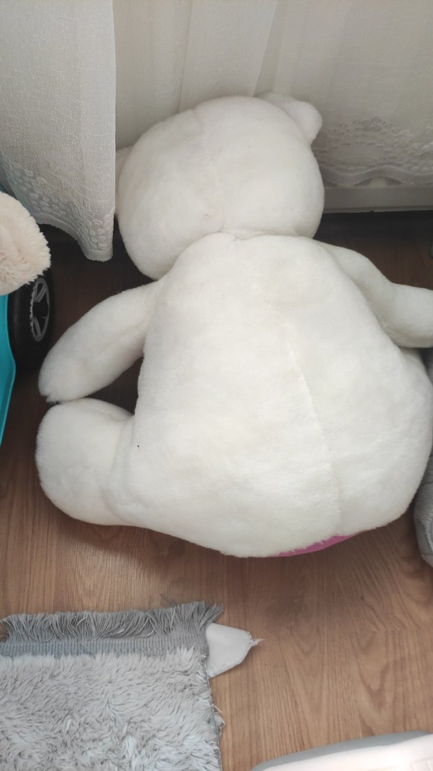 Pembe ve beyaz peluş oyuncak ayı - Görsel 2