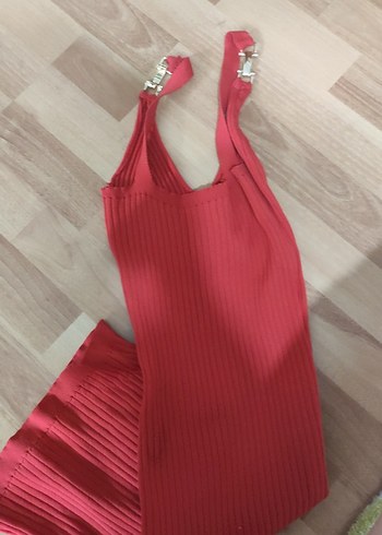 narçiçeği V Yakalı dizden Triko Elbise - Görsel 2