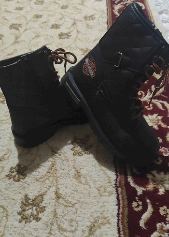 siyah Deri Biker Kadın Botlar - Görsel 2