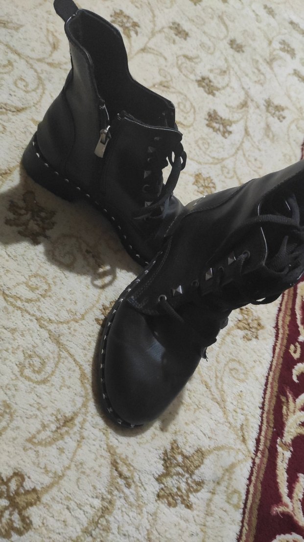 Siyah Deri Gotik Kadın Botları - Görsel 2