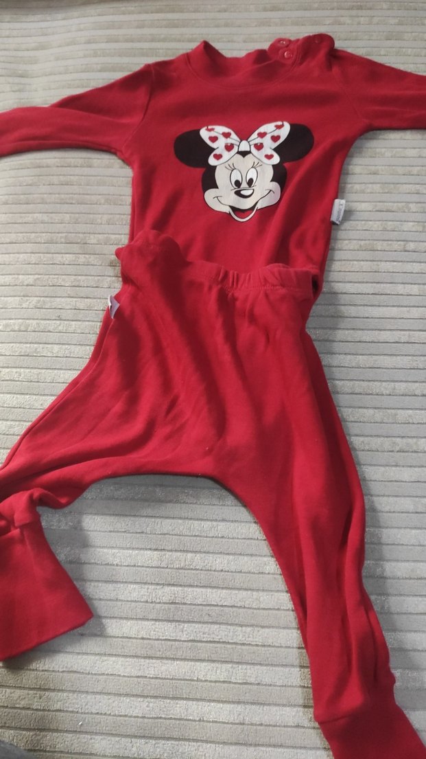 Kız Bebek Kırmızı Uzun Kollu Baskılı Takım - Görsel 2