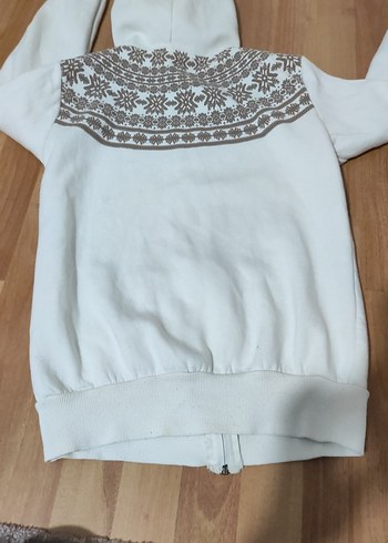 Kız Çocuk Fermuarlı Beyaz Sweatshirt - Görsel 2