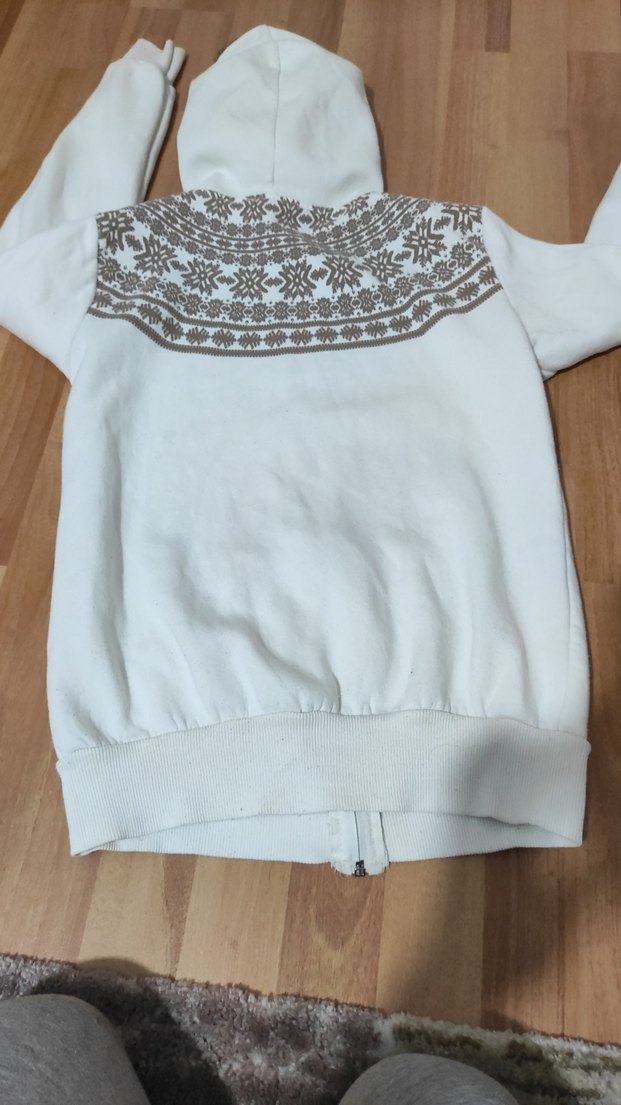 Kız Çocuk Fermuarlı Beyaz Sweatshirt - Görsel 2