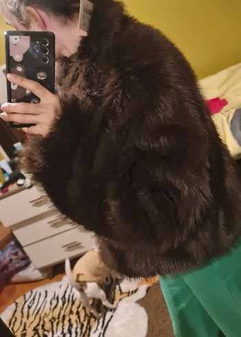 Fermuarlı  Kahverengi Kürk Ceket - Görsel 3