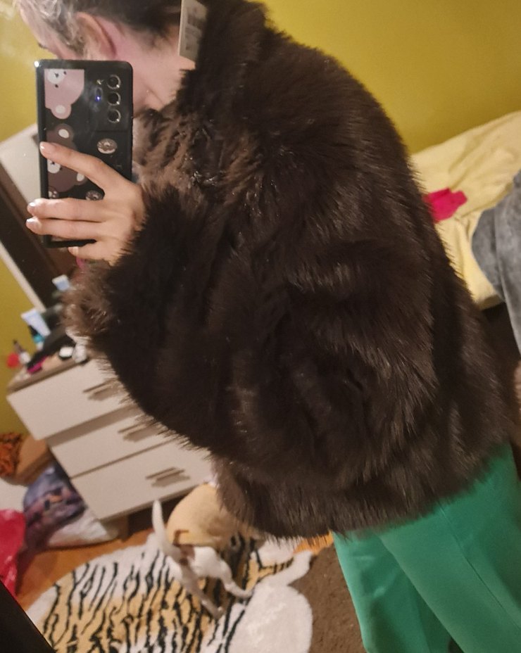 Fermuarlı  Kahverengi Kürk Ceket - Görsel 3