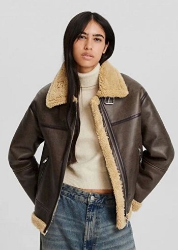 bershka Kürklü Deri Kadın Ceket - Görsel 2