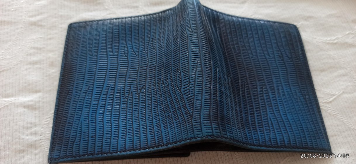 Lacivert Yılan Derisi Desenli Erkek Cüzdanı - Görsel 3