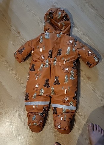 Kahverengi Baskılı Bebek Kar Tulumu - Görsel 2