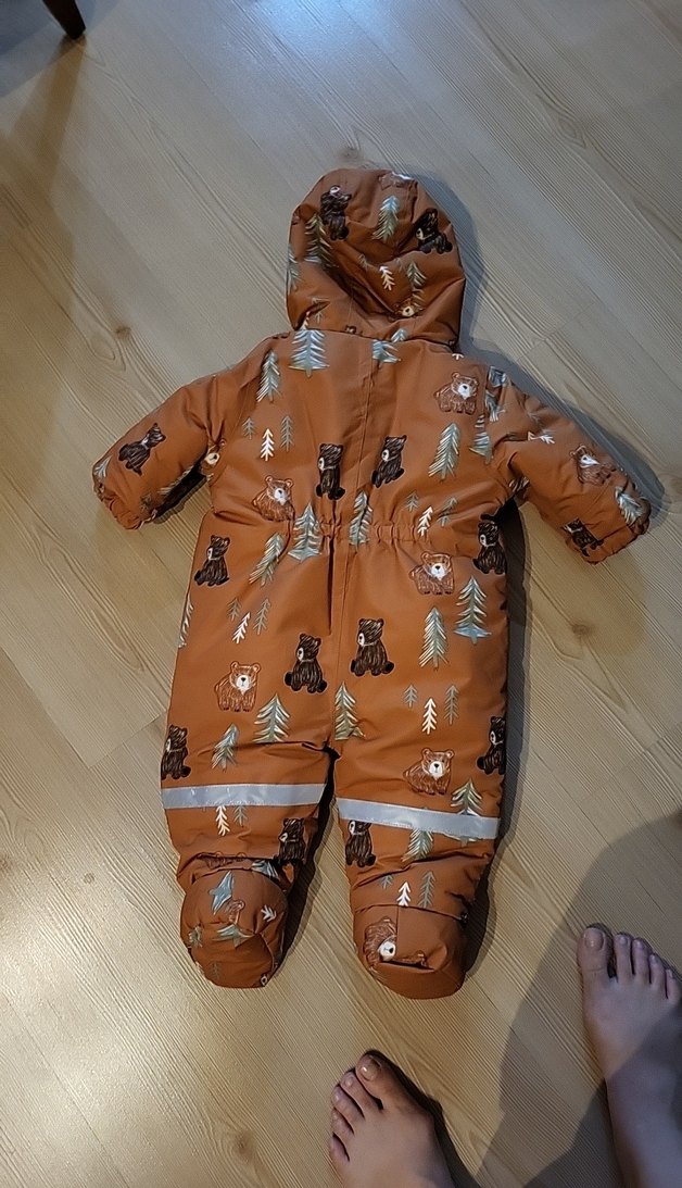 Kahverengi Baskılı Bebek Kar Tulumu - Görsel 2