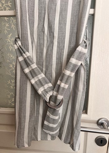 Çizgili Gri elbise - Görsel 3