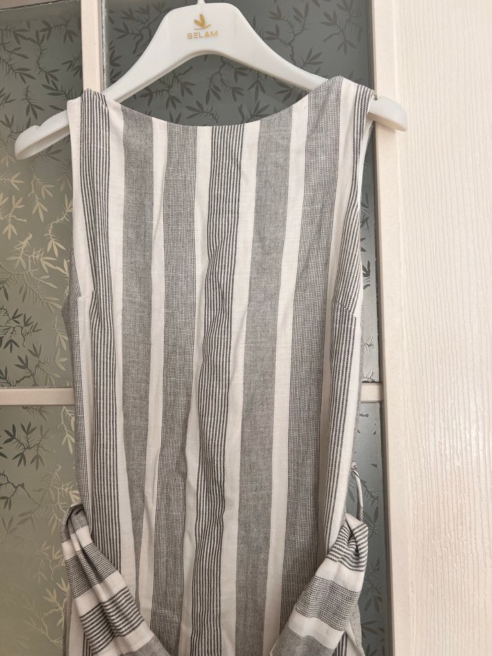 Çizgili Gri elbise - Görsel 2