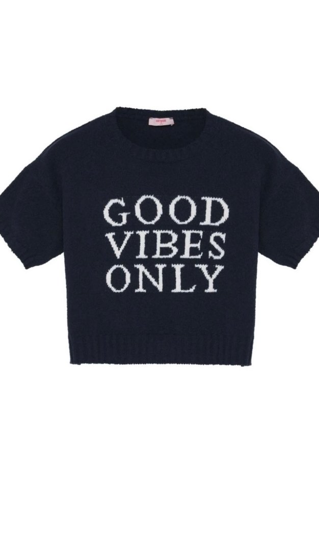 Kadın Lacivert Kısa Kollu Kazak - Görsel 3