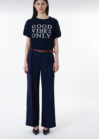 Kısa Kollu Lacivert Kadın Kazak - Görsel 4