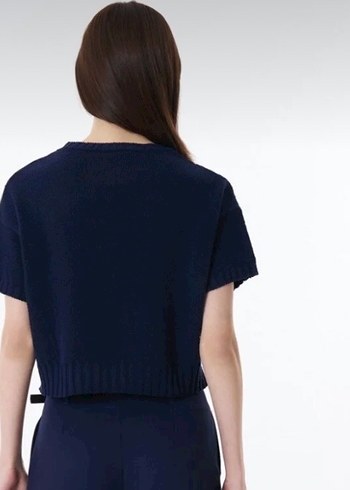 Kısa Kollu Lacivert Kadın Kazak - Görsel 5