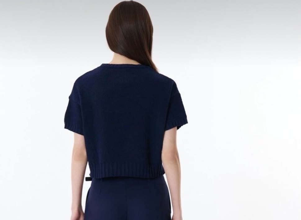 Kısa Kollu Lacivert Kadın Kazak - Görsel 5