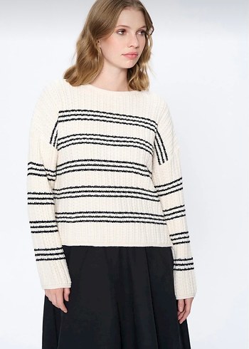 Çizgili Kadın Kazak - Görsel 4