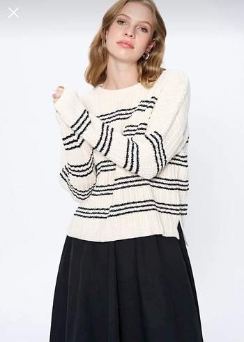 Çizgili Kadın Kazak - Görsel 2