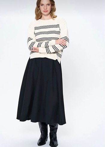 Çizgili Kadın Kazak - Görsel 5