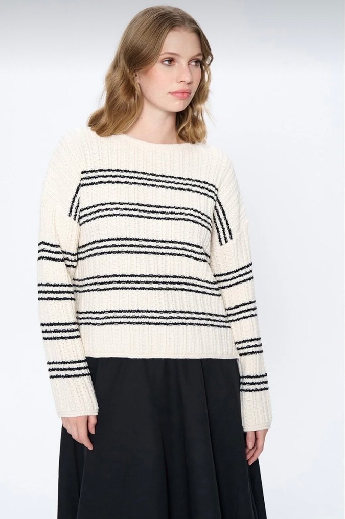 Çizgili Kadın Kazak - Görsel 4