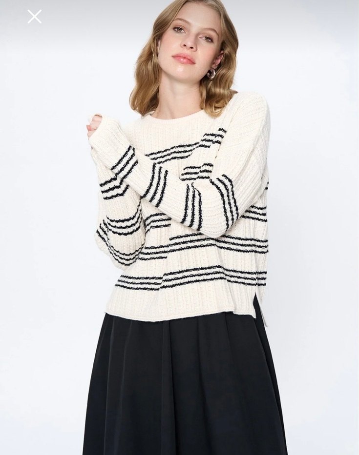 Çizgili Kadın Kazak - Görsel 2